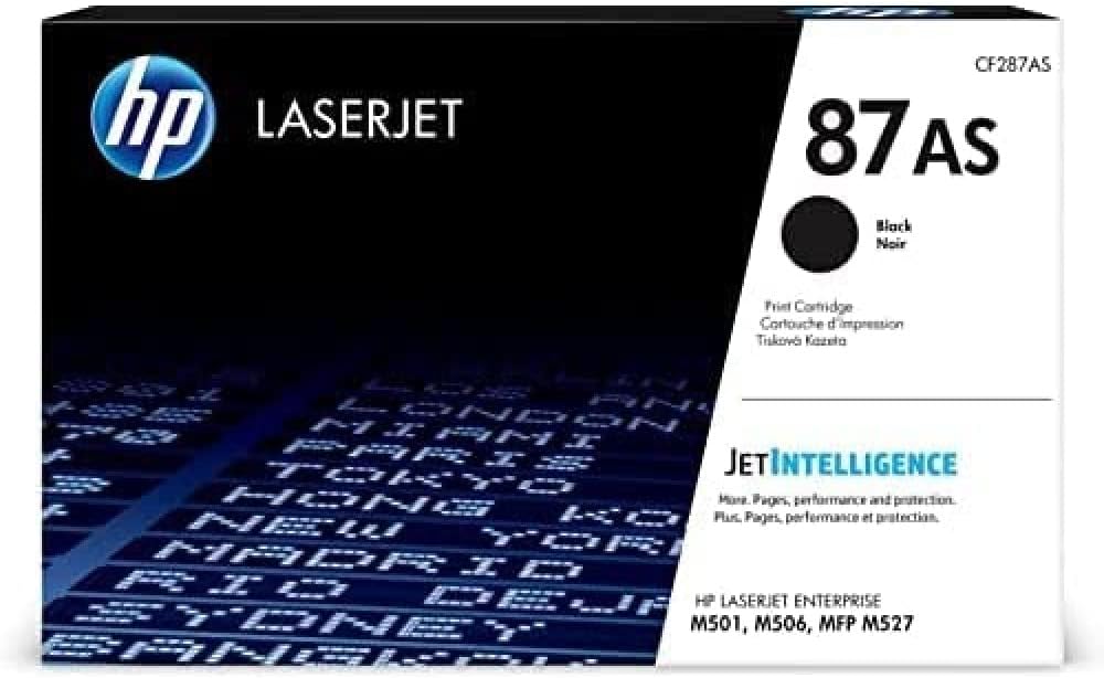 HP 87AS CF287AS, Cartuccia Toner Originale da 6000 Pagine, Compatibile con le Stampanti LaserJet Enterprise M501, M506, MFP M527, Nero