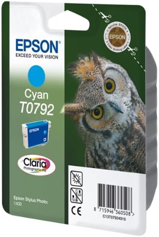 Epson T0792 - Cartuccia d'inchiostro ciano (ciano, 11,1 ml, Stylus Photo 1400, 1500 W, P50, PX660, PX700 W, PX710 W, PX720WD, PX730WD, 24,6 cm, 11,6 cm, 14,5 cm)