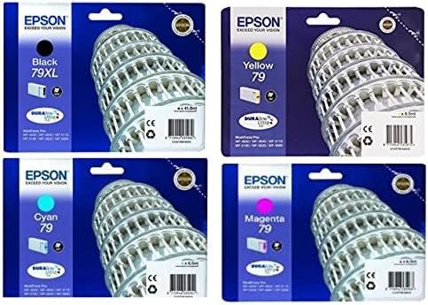 Epson Cartucce d'Inchiostro Originali 79XL e 79, Set da 4 Pezzi per Workforce Pro WF-4600, WF-4630 DWF, WF-4640 DTWF, WF-5100 Series, WF-5110 DW, WF-5190, WF-5600 Series, WF-5620 DWF, WF-5690