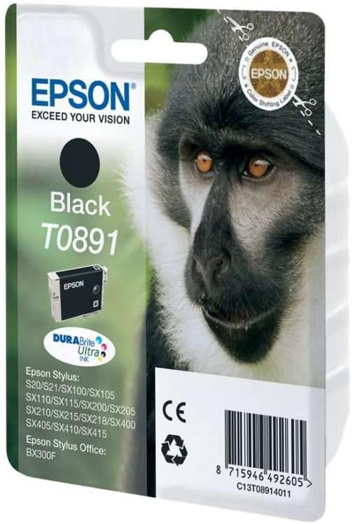 Epson T089 Serie Scimmia, Cartuccia Originale Getto d'Inchiostro DURABrite Ultra, Formato Standard, Nero