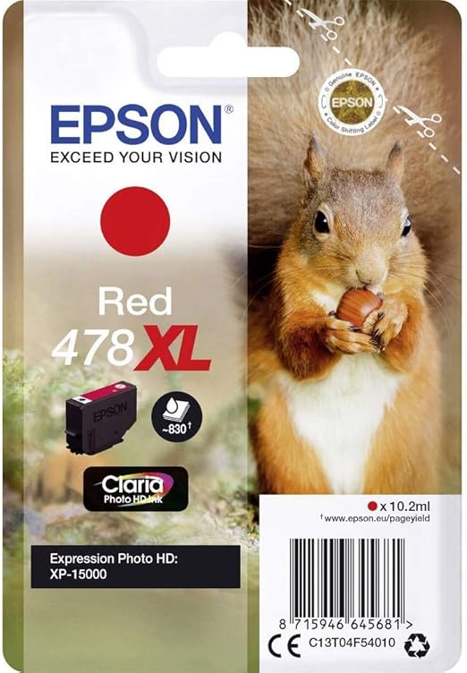 Epson 478 Serie Scoiattolo, Cartuccia originale getto d'inchiostro Claria Photo HD, Formato XL, Rosso