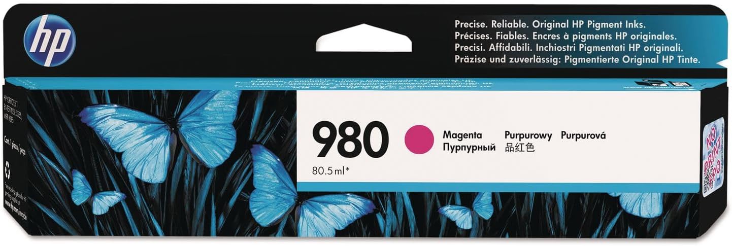 HP 980 D8J08A, Cartuccia Originale da 6000 Pagine, Compatibile con Stampanti a Getto di Inchiostro OfficeJet Enterprise Color Serie X555 e X585, Magenta