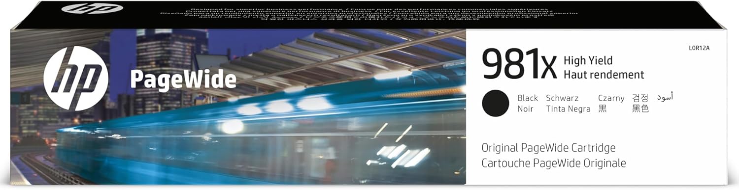 HP 981X L0R12A, Cartuccia Originale da 11000 Pagine, Alta Capacità, Compatibile con le Stampanti PageWide Serie Enterprise Color 556 e Serie Enterprise Color Flow MFP 586z, Nero