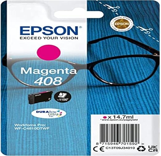 Epson Singlepack Magenta 408 DURABrite Ultra Ink (SINGLE MAGENTA 408 DURABRITE INK)