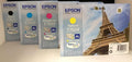 Epson Lot de 4 cartouches d'encre d'origine T7021 T7022 T7023 T7024 XL Tour Eiffel pour Workforce Pro WP4015, WP4025, WP4095, WP4515, WP4525, WP4535, WP4545, WP4595