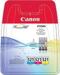 Canon CLI-521 C M Y Confezione da 3 Cartucce d'inchiostro (Ciano Magenta Giallo) Originale, Imballaggi in Plastica Obsoleti 2018