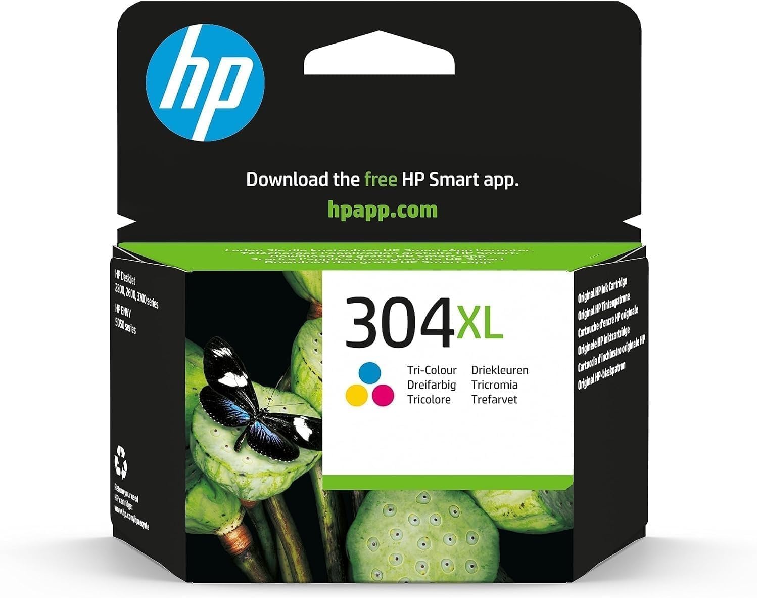 HP 304XL Tricromia, N9K07AE, Cartuccia Originale da 300 Pagine, Alta Capacità, Compatibile con Stampanti DeskJet 2620, 2630, 3720, 3730, 3750 e 3760, Envy 5010, 5020 e 5030