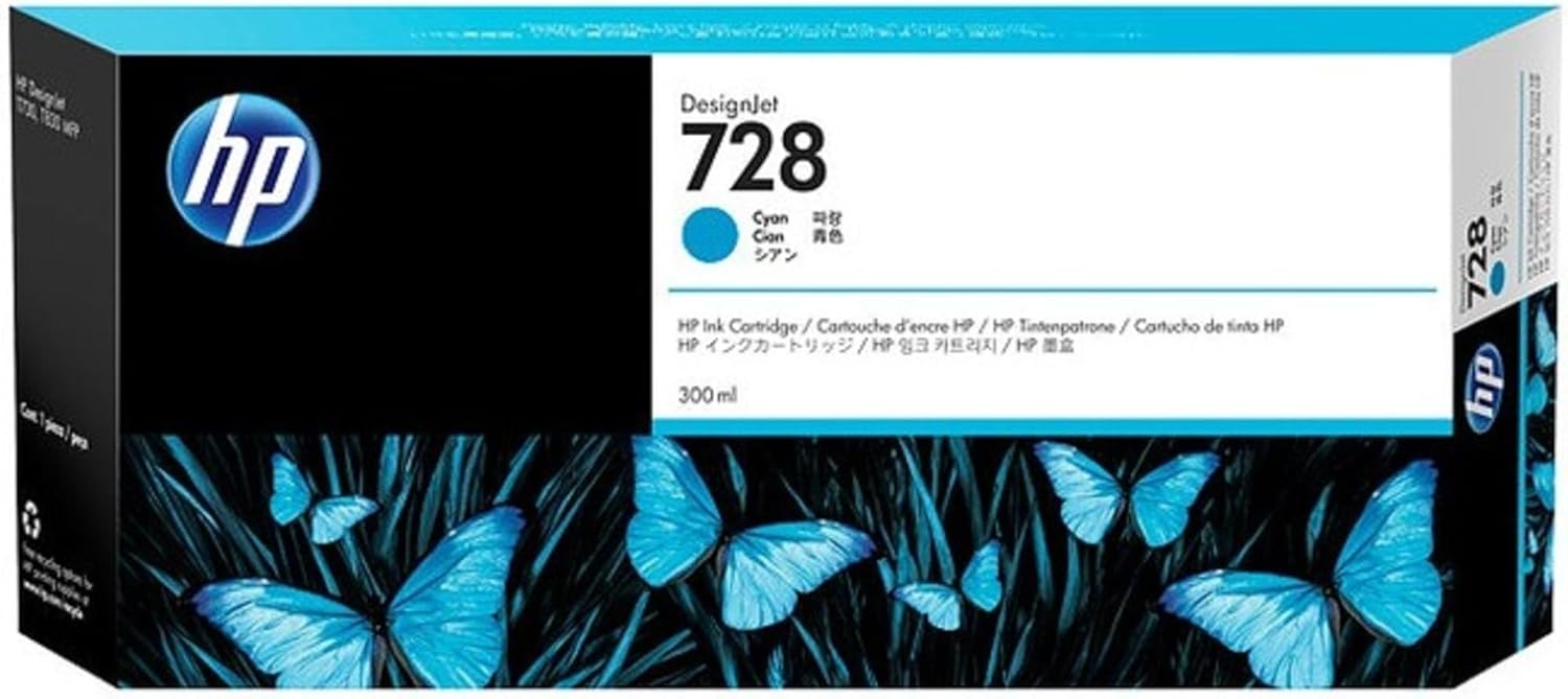 HP 728 F9K17A, Cartuccia Originale, Compatibile con Stampanti DesignJet Serie T730 e T830 e con Testina di Stampa DesignJet 729, Ciano