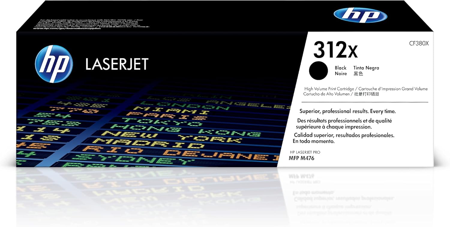 HP 312X CF380X, Cartuccia Toner Originale da 4400 Pagine, Compatibile con la Stampante LaserJet Pro MFP M476, Nero