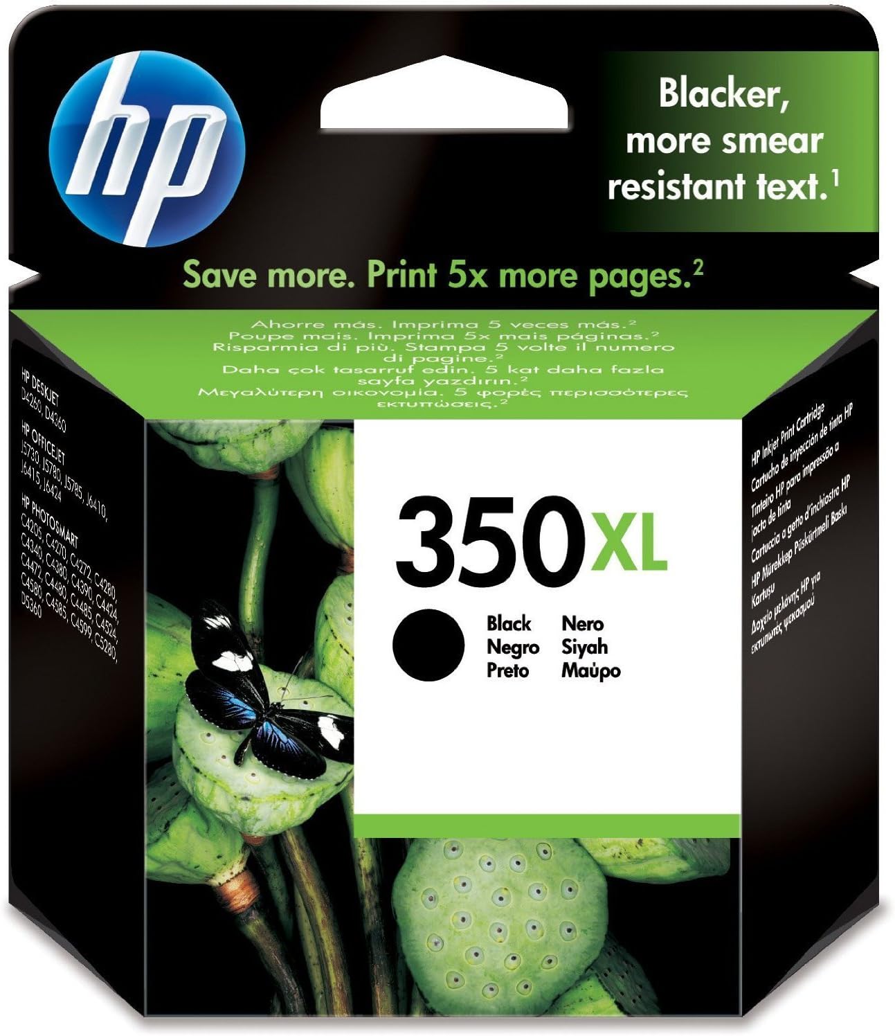 HP 350Xl CB336Ee Cartuccia Originale da 1000 Pagine, ad Alta Capacità, Compatibile con Stampanti a Getto di Inchiostro HP Deskjet D4200, D4300, Photosmart C5200, C4200, Officejet J5700, Nero