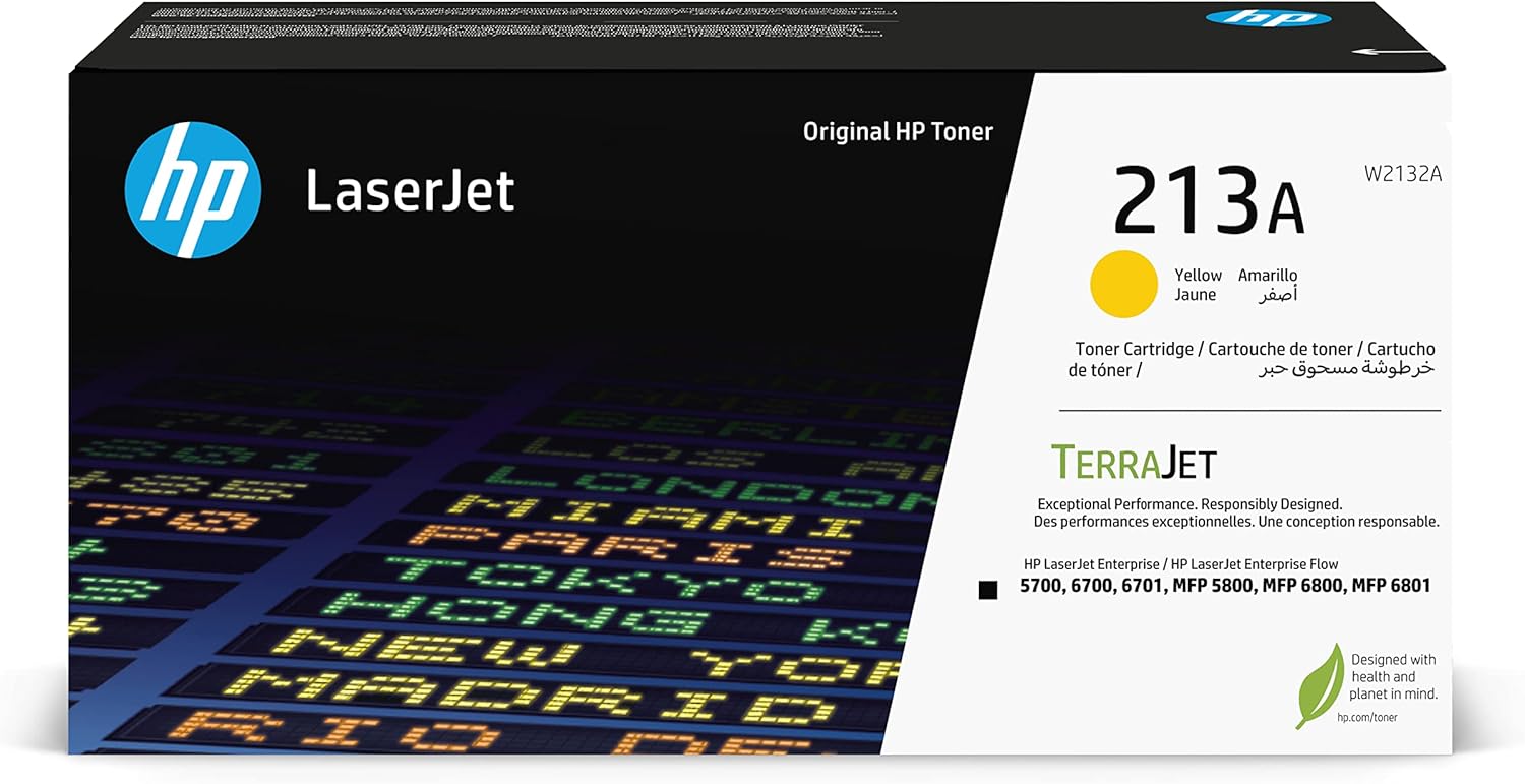 HP 213A W2132A, Cartuccia Toner Originale 3000 Pagine, Compatibile con le Stampanti LaserJet Enterprise 5700, MFP 5800, 6700, 6701, MFP 6800, MFP 6801, Giallo