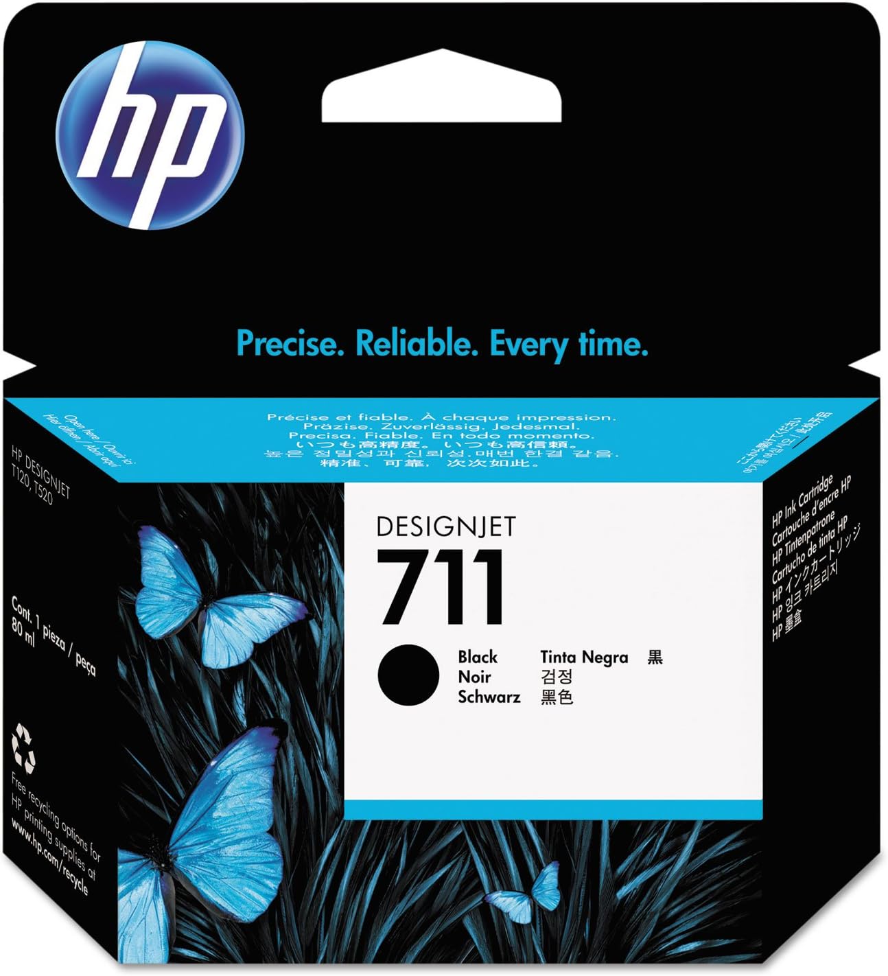 HP 711 CZ133A, Cartuccia Originale, Compatibile con Stampanti DesignJet T120, T125, T130, T520, T525, T530 e Testina di Stampa DesignJet 711, Nero