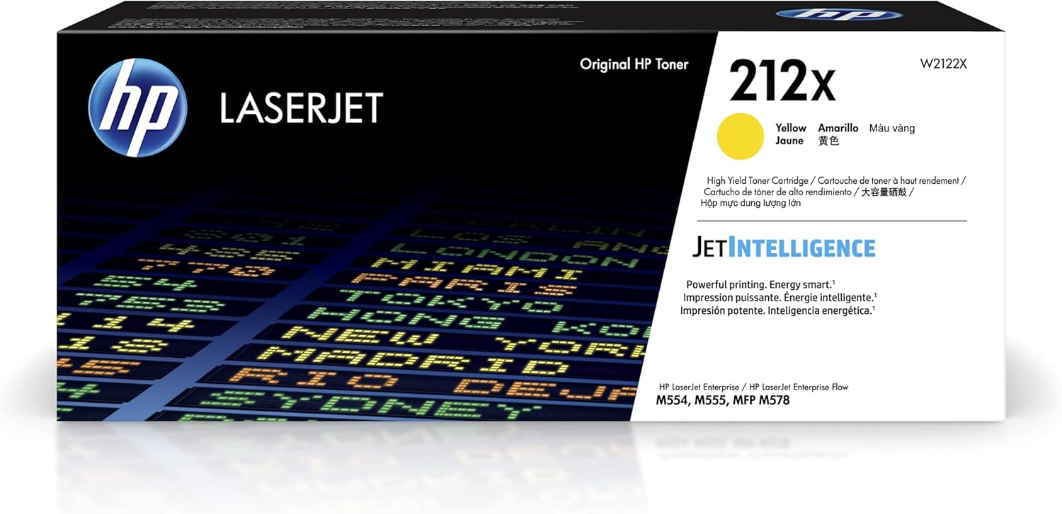 HP 212X W2122X, Cartuccia Toner Originale da 10000 Pagine, Compatibile con le Stampanti LaserJet Enterprise M554, M555, MFP M578, Giallo