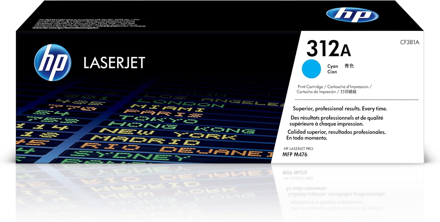 HP 312A CF381A, Cartuccia Toner Originale da 2700 Pagine, Compatibile con la Stampante LaserJet Pro MFP M476, Ciano