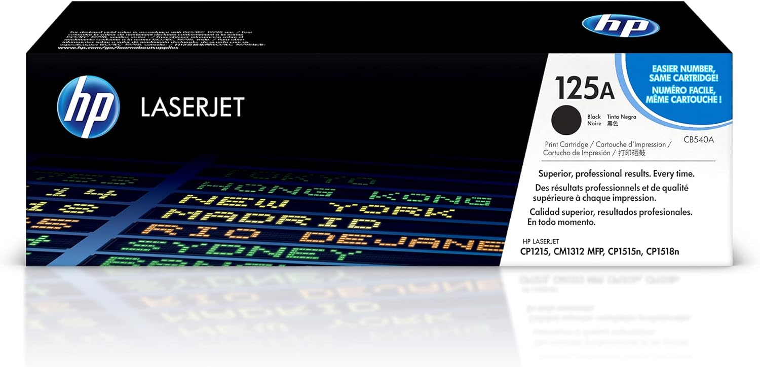 HP 125A CB540A, Cartuccia Toner Originale HP da 2200 Pagine, Compatibile con le Stampanti HP LaserJet CP1215, CM1312 mfp, CP1515n, CP1518n, Nero