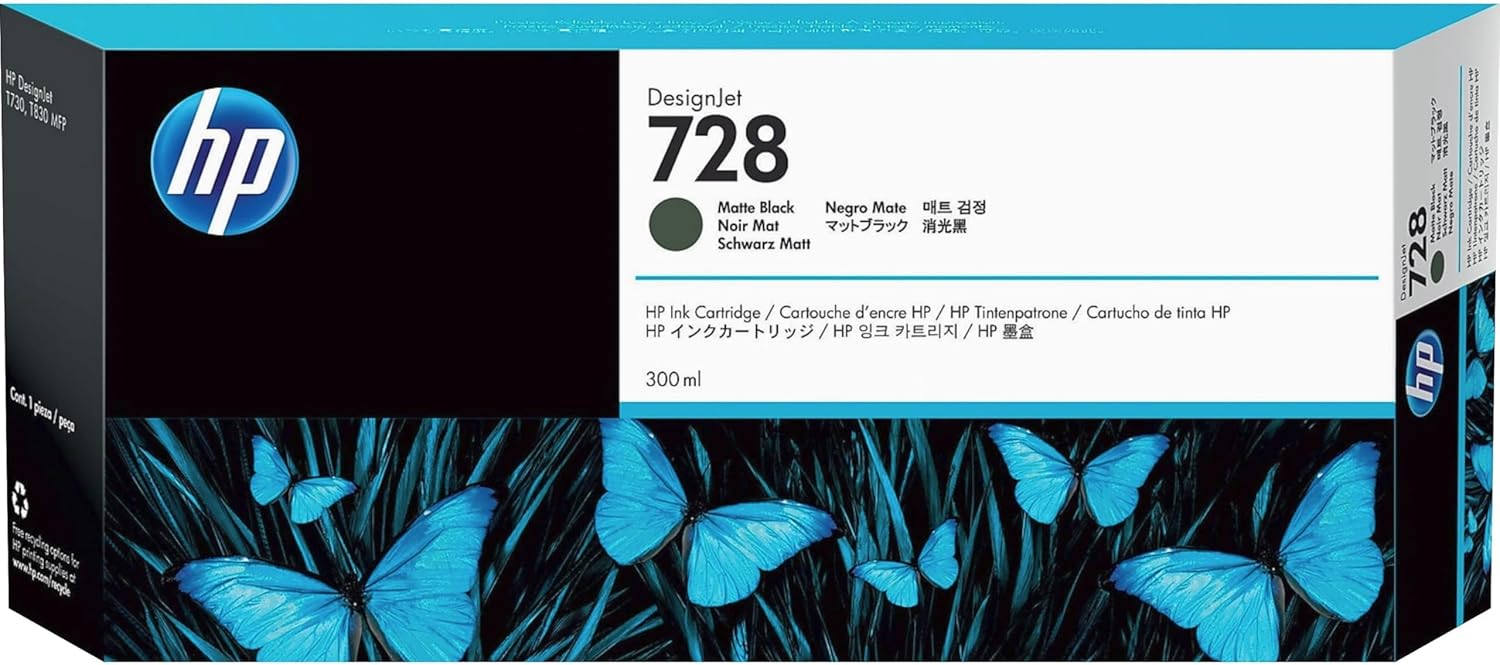 HP 728 F9J68A, Cartuccia Originale, Compatibile con Stampanti DesignJet Serie T730 e T830 e con Testina di Stampa DesignJet 729, Nero Opaco