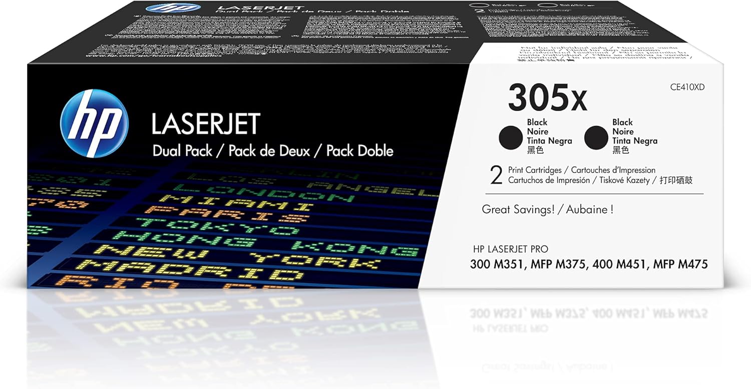 HP 305X CE410X, Cartuccia Toner Originale da 4000 Pagine, Compatibile con le Stampanti LaserJet Pro M351, MFP M375, M451, MFP 475, Nero