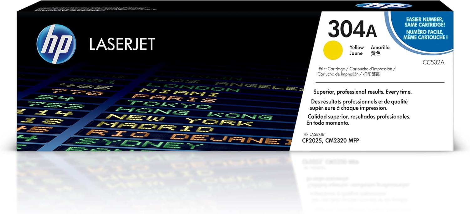 HP 304A CC532A, Cartuccia Toner Originale HP da 2800 Pagine, Compatibile con le Stampanti HP LaserJet CP 2025, CM 2320 mfp, Giallo