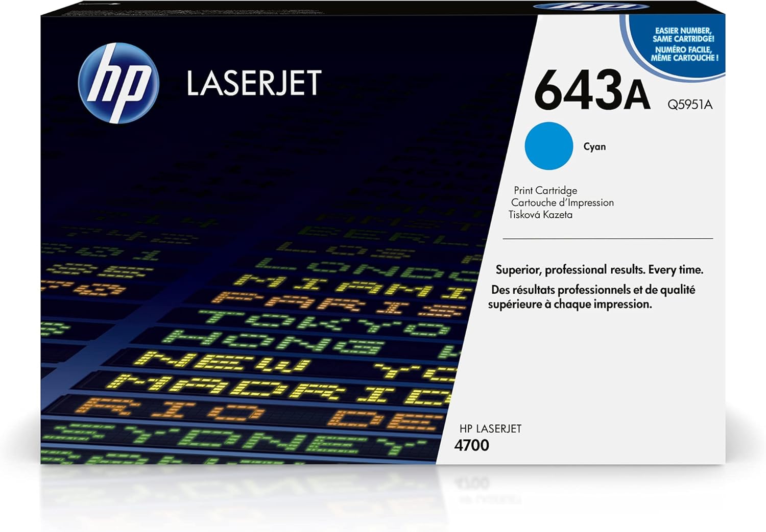 HP 643A Q5951A, Cartuccia Toner Originale HP da 10000 Pagine, Compatibile con la Stampante HP Laserjet 4700, Ciano