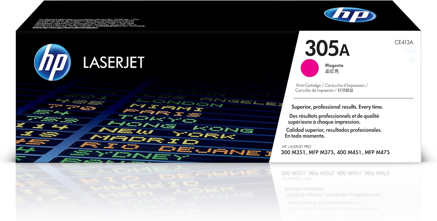 HP 305A CE413A, Cartuccia Toner Originale da 2600 Pagine, Compatibile con le Stampanti LaserJet Pro M351, MFP M375, M451, MFP 475, Magenta