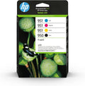 HP 950/951, Nero, Ciano, Giallo e Magenta, 6ZC65AE, Confezione da 4 Cartucce Originali, Compatibili con Stampanti HP OfficeJet 8100, 8600, 251dw, 276dw