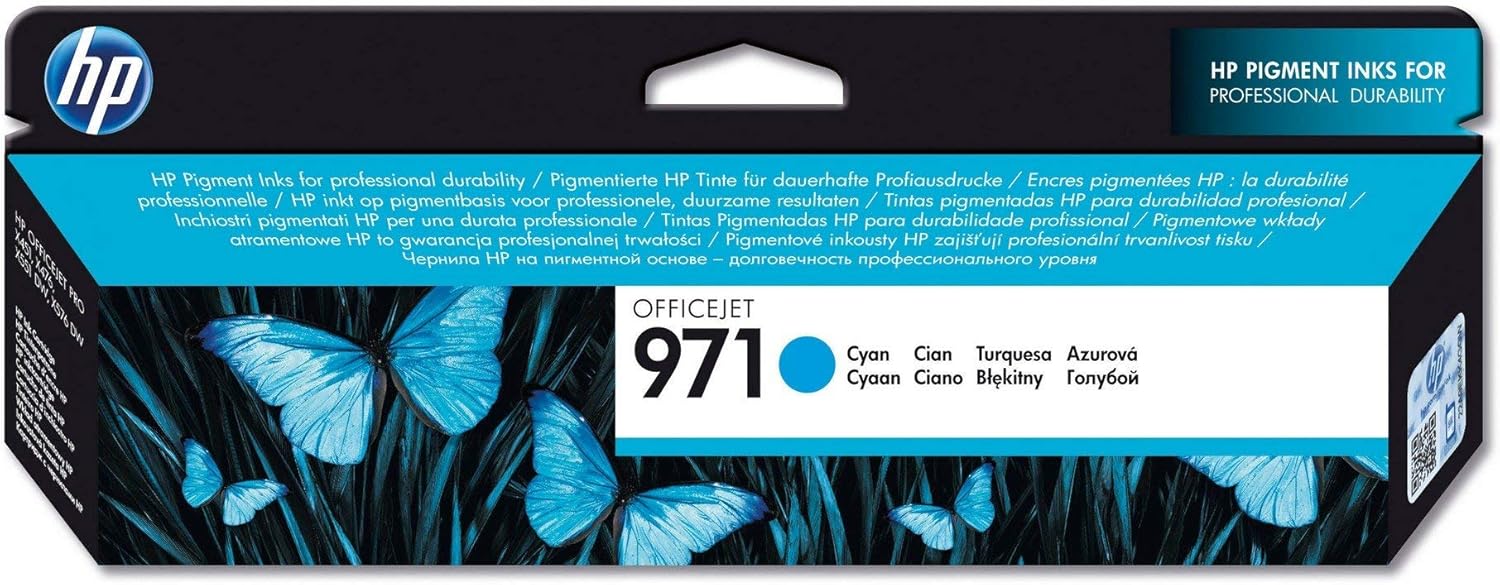 HP 971 CN622AE, Cartuccia Originale da 2500 Pagine, Compatibile con OfficeJet Pro X451dw, X476dw, X551dw e X576dw, Ciano