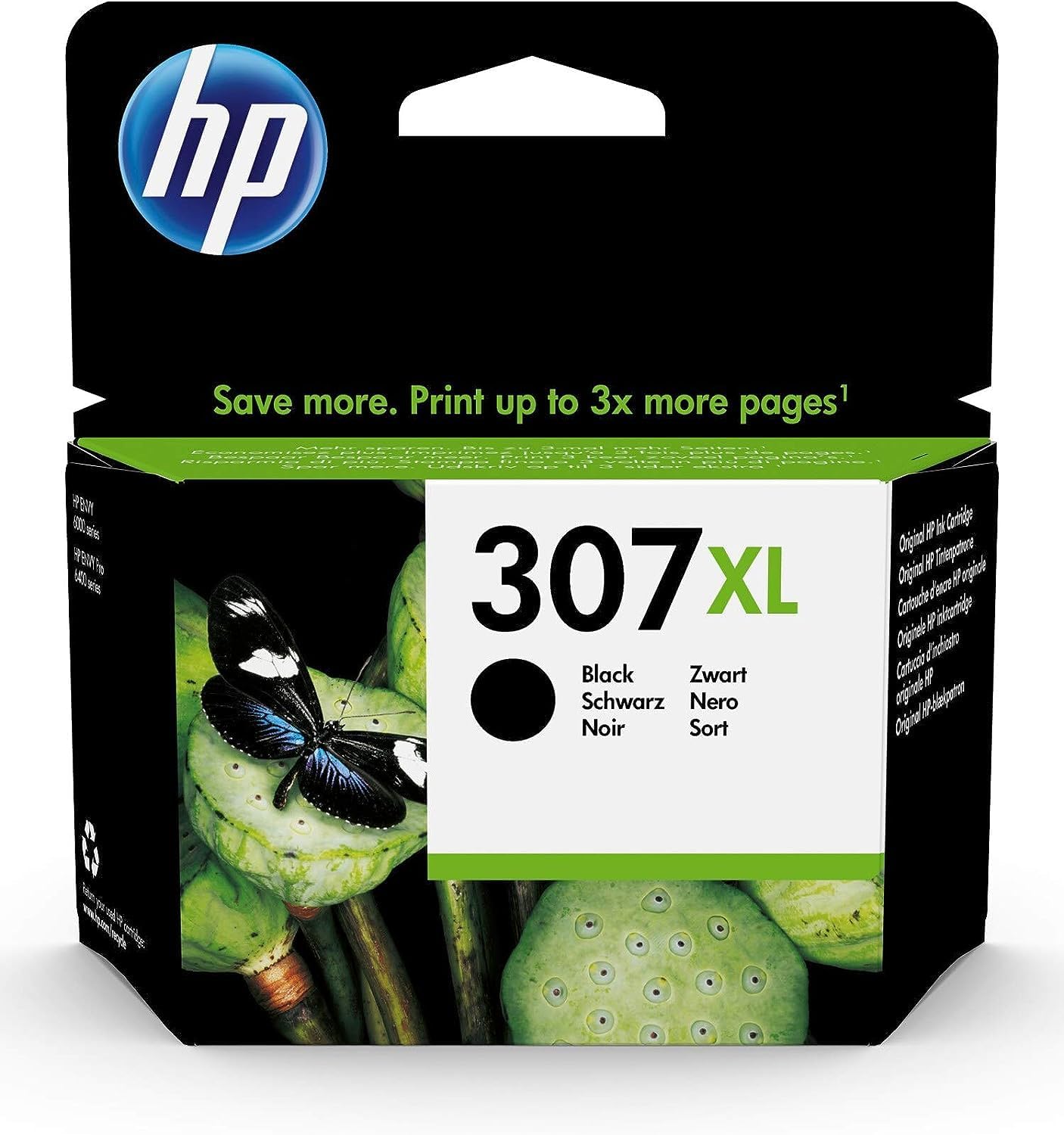 HP 307XL Nero, 3YM64AE, Cartuccia Originale da 400 Pagine, Alta Capacità, Compatibile con Stampanti DeskJet seri 2700, 4100, Envy serie 6020, 6030, 6420, e 6430