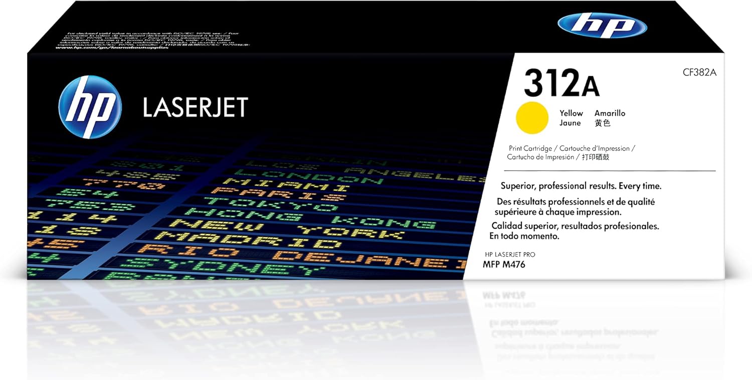 HP 312A CF382A, Cartuccia Toner Originale da 2700 Pagine, Compatibile con la Stampante LaserJet Pro MFP M476, Giallo