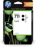 HP 711 P2V31A Multipack, 2 Cartucce Originali da 80 ml, Compatibile con le Stampanti DesignJet T120, T125, T130, T520, T525, T530 e Testina di Stampa DesignJet HP 711, Nero