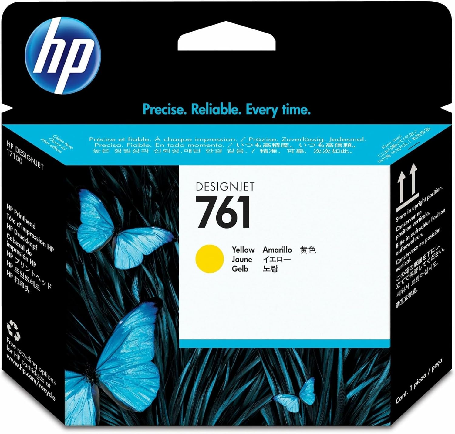 HP 761 CH645A, Testina di Stampa Originale, Compatibile con Stampante DesignJet T7100, Giallo