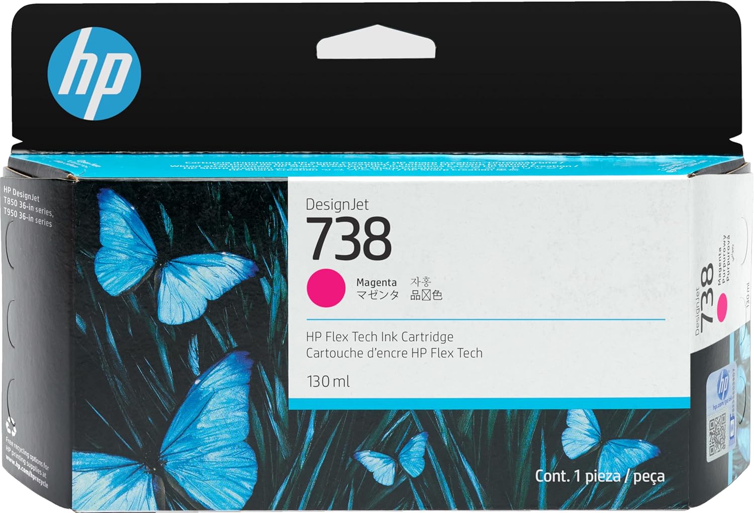 HP 738 130-ml Magenta DesignJet Ink Cartridge cartuccia d'inchiostro 1 pz Originale Resa standard