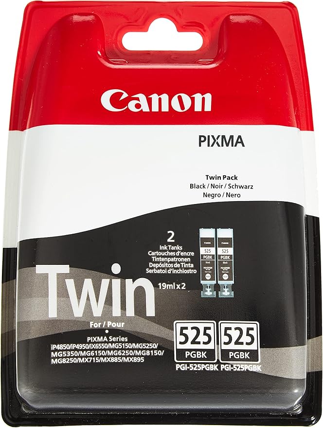 Canon PGI-525 TWIN Pacchetto di 2 Cartucce d'inchiostro (2x Nero) Certificato (Imballaggi in plastica obsoleti 2018)