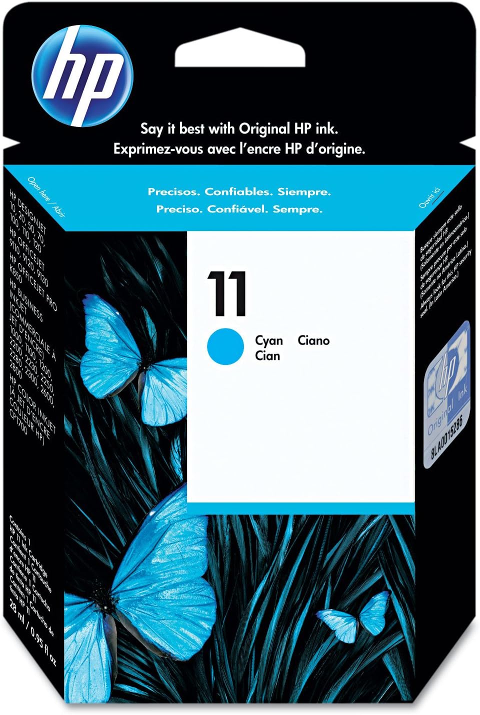HP 11 C4836A, Cartuccia Originale, da 2.350 Pagine, Compatibile per Stampanti a Getto di Inchiostro HP 2500cm, Business Inkjet 3000dtn, Designjet 815 e 820 MFP, Designjet serie 500 e 500 Plus, Ciano