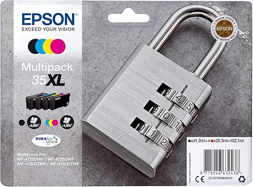 Epson 35 XL Serie Lucchetto Cartuccia Originale, XL, Multipack, 4 Colori