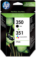 HP 350-351 Combo Pack SD412EE Cartucce Originali per Stampanti a Getto di Inchiostro Deskjet D4260, D4300, Photosmart C5280, C4200, Officejet J5780, J5730, Confezione da 2, Nero e Tricromia