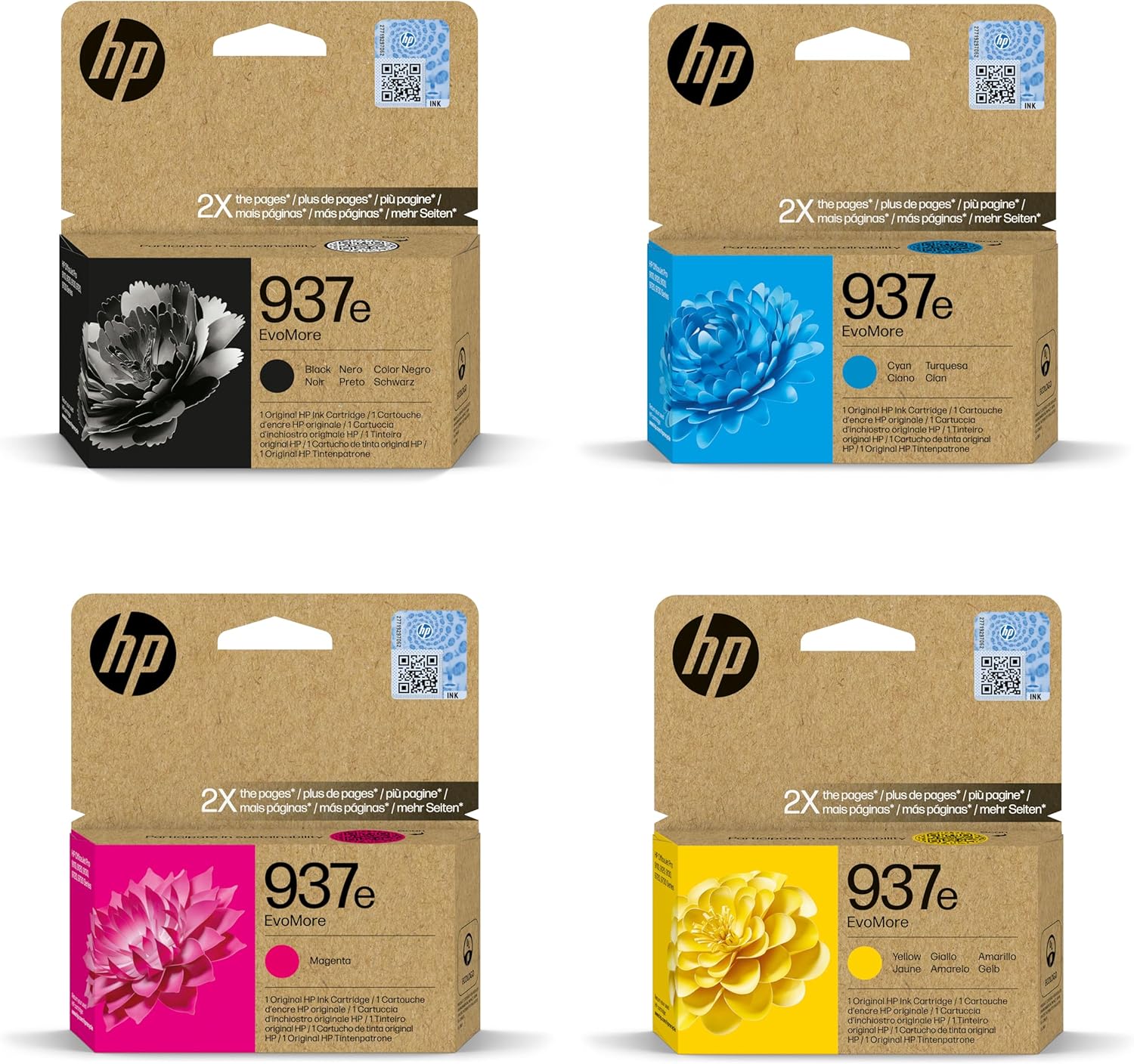 HP 937e (XL) 4 Druckerpatronen kompatibel für OfficeJet Pro 9122e 9135e 9125e 9132e 9730e 9120e 9720e 9120b 9117b 9110b 9130b
